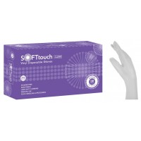 Γάντια βινυλίου Soft Touch, λευκό - χωρίς πούδρα 100τμχ. MEDIUM